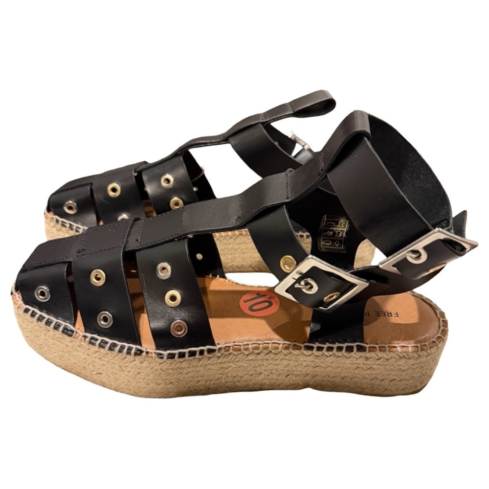 Free People Black Espadrille Platform Sandals